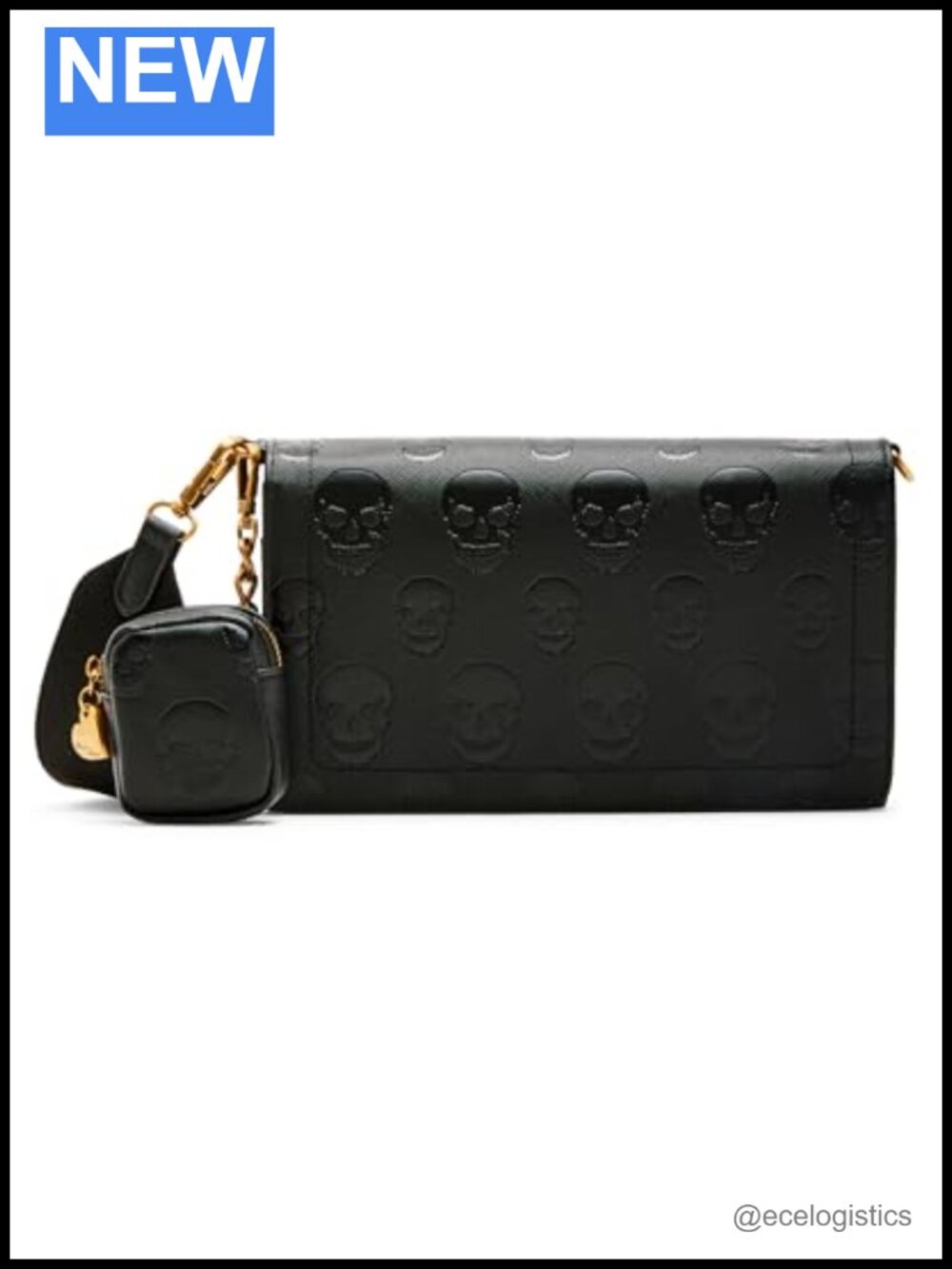 Vintage-Inspired Skull Crossbody Wallet Chain Purse 16 Card Slots Removable